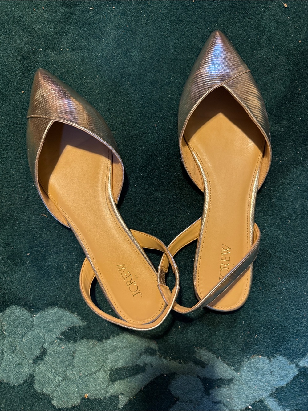 J. Crew Iridescent D'Orsay Pointed-Toe Flats in Shimmering Rose-Gold